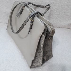 Tutilo New York Nude/Cream Snakeskin Laptop Tote